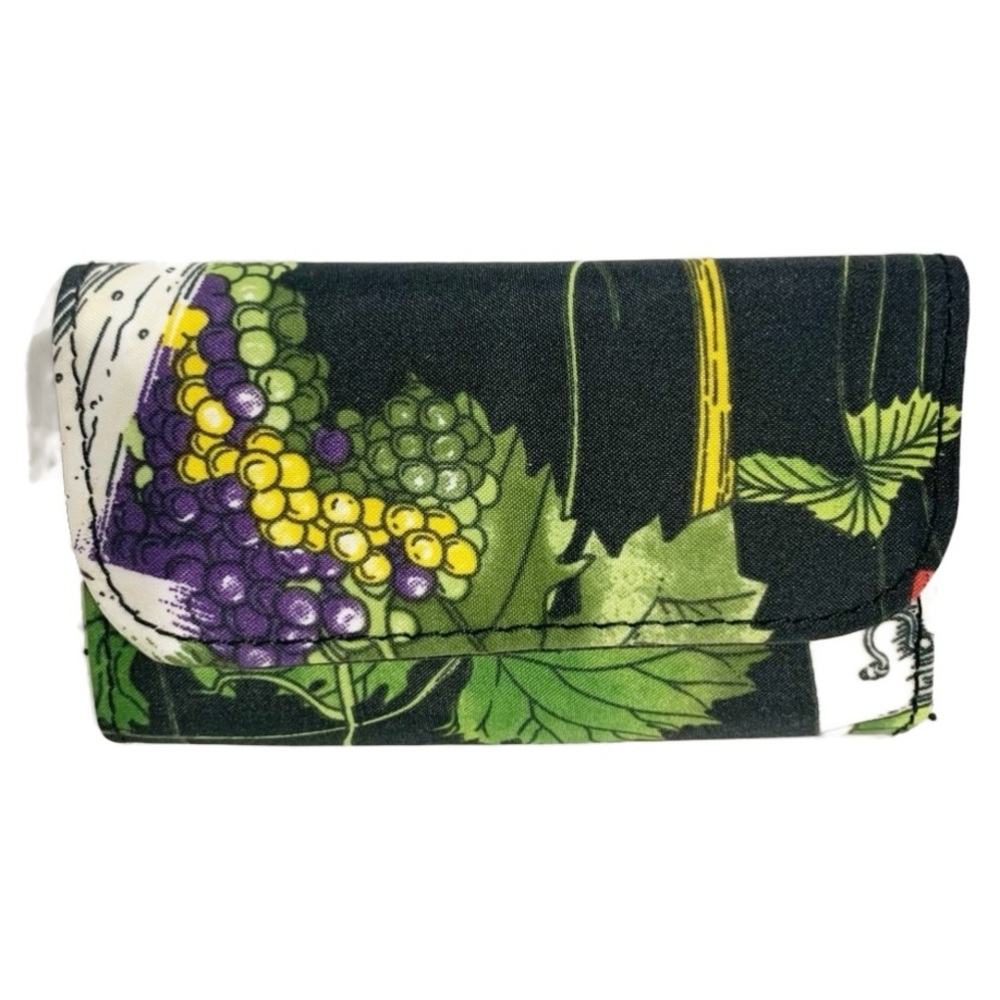 Nicole Miller Fruit /Champagne Design Flap & Snap Closure Key/Credit Card Holder